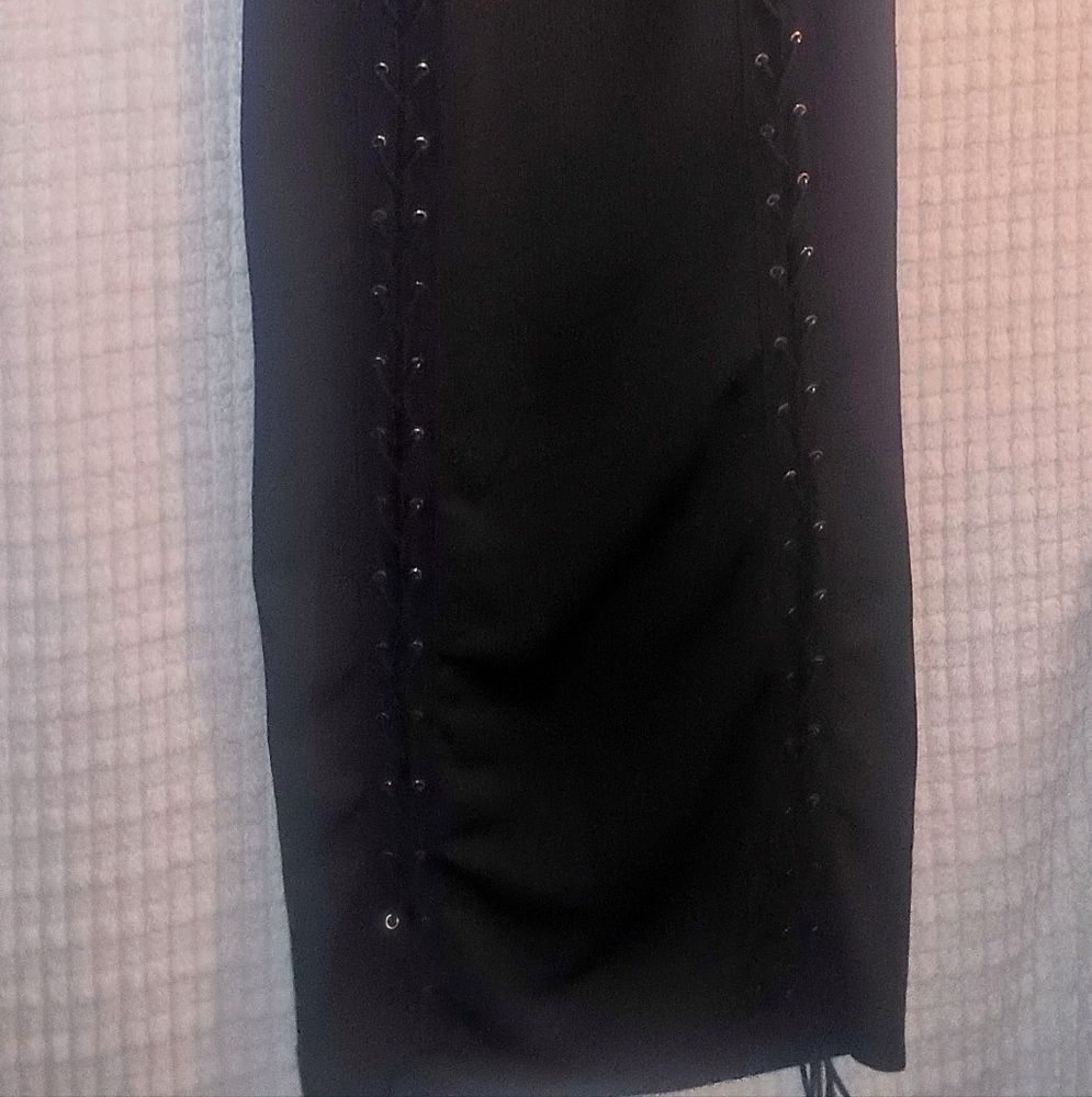Sexy Double Lace Up Black Long Dress Maxi - Picture 6 of 8